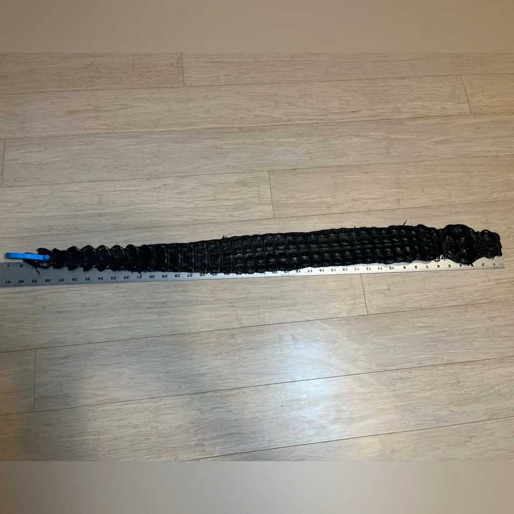 Genuine Alligator Leather Black Tanned Exotic Hornback Hide /Skin
